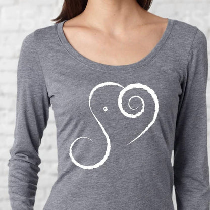 Womens Elephant Spirit Long Sleeve Scoop Neck Tee