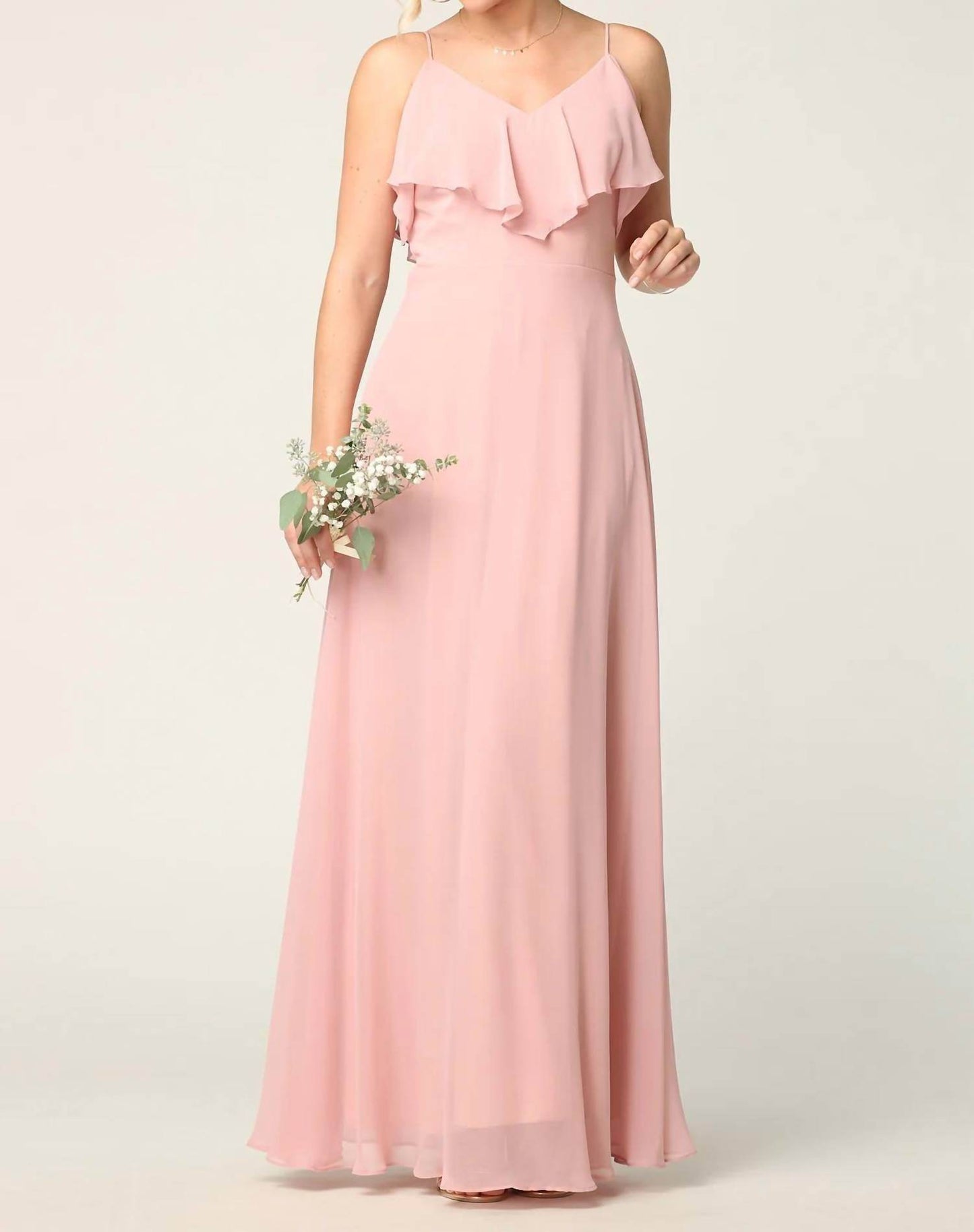 Eva USA - Chiffon Cold Shoulder Ruffle Sleeve Bridesmaid Dress - Rack Hunt