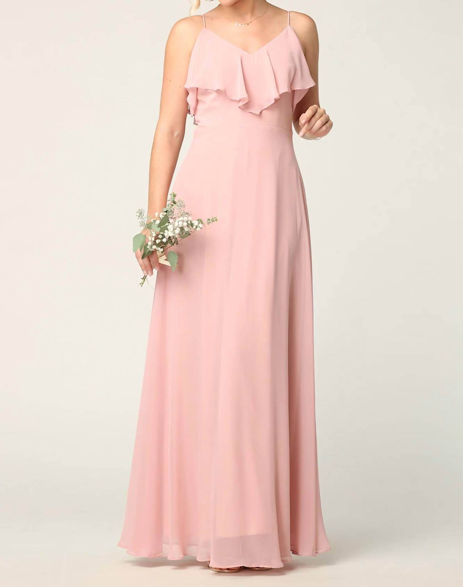 Eva USA - Chiffon Cold Shoulder Ruffle Sleeve Bridesmaid Dress - Rack Hunt