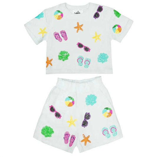 Girl's Beach Terry Cloth Short Set