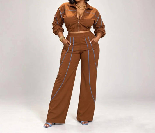 Velocity Long Sleeve Top And Wide Leg Pants Set