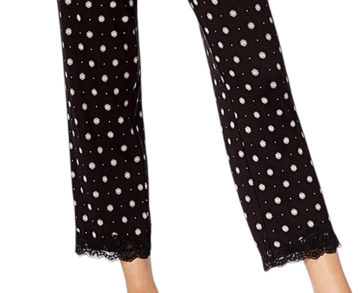 Women's Lace-trim Printed Pajama Pants