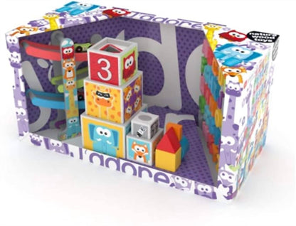 Natural Wood 3-in-1 Baby Gift Set – Race Track, Nesting Blocks & Abc Puzzle