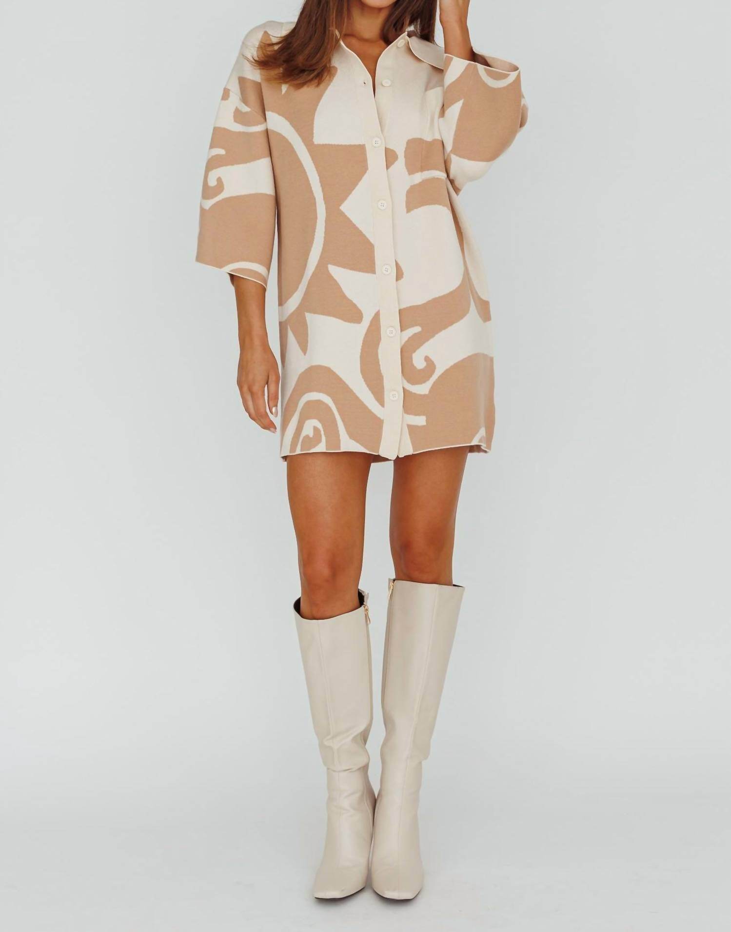 Moda Borboleta - Button Up Knit Shirt Dress - Rack Hunt -