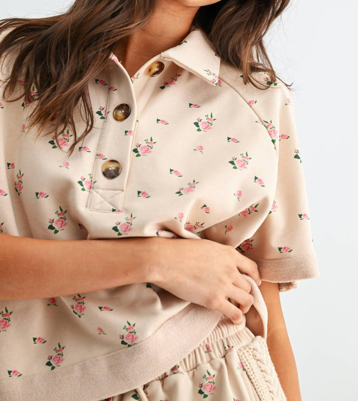 Floral Short Sleeve Top and Shorts Set