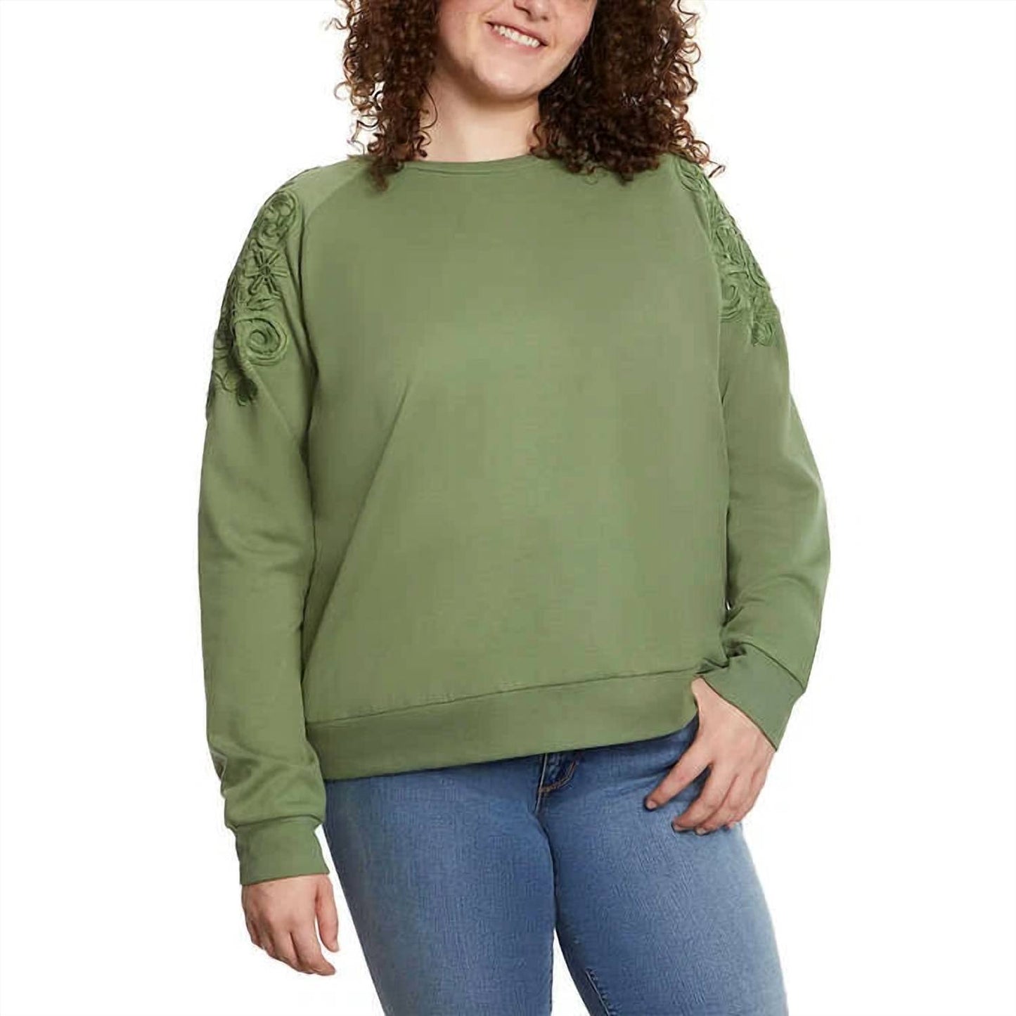 Women's Crew Neck Pullover With Lace