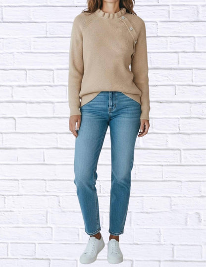 Solid Loose Knit Button Sweater