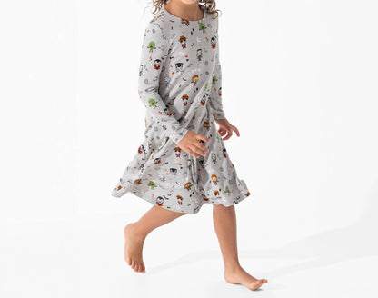 Little Monsters Bamboo Long Sleeve Dress