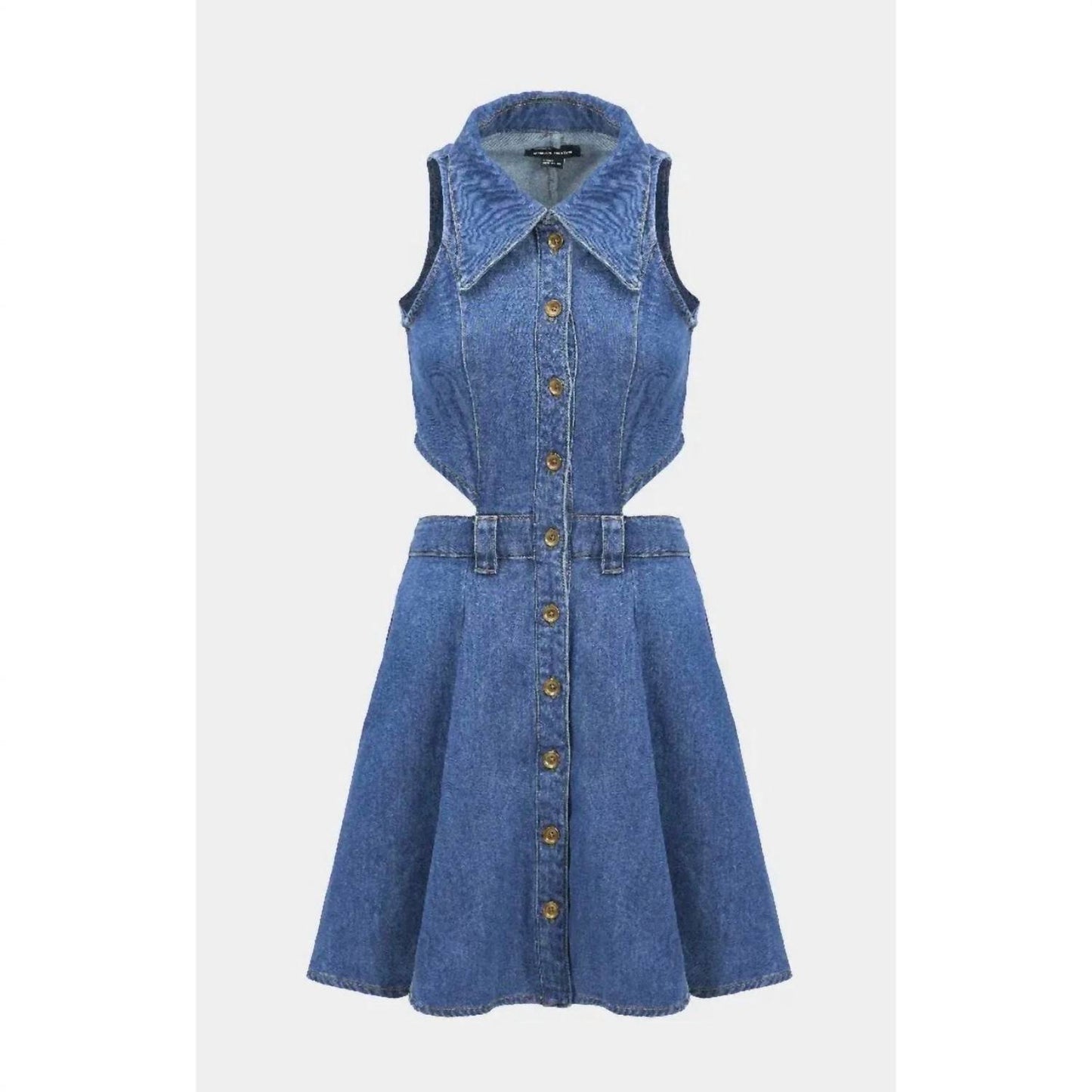 Cut-out Sleeveless Denim Dress