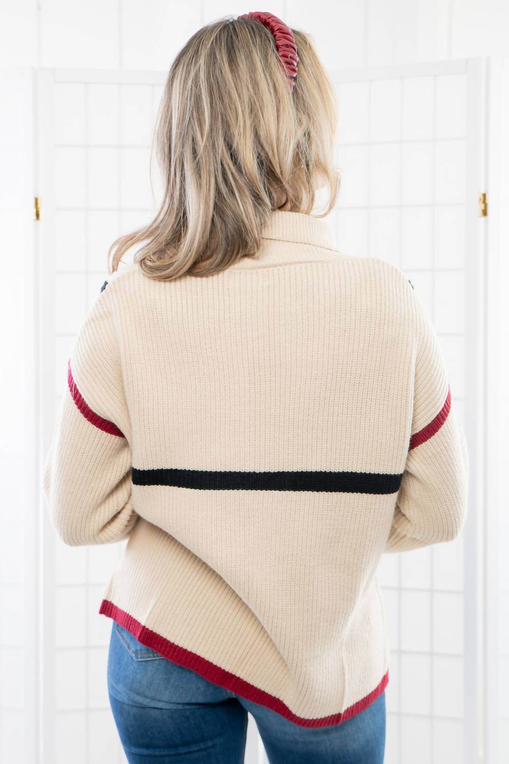 Lula the Label - Quarterback Keeper Contrast Quarter Zip Sweater - Rack Hunt