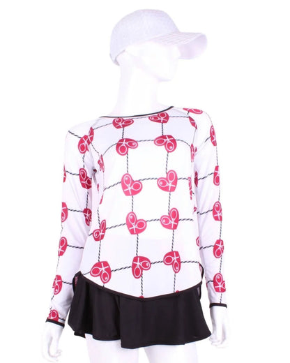 Love Love Tennis - Women's Tie Back Long Sleeve Tennis Tee - Rack Hunt