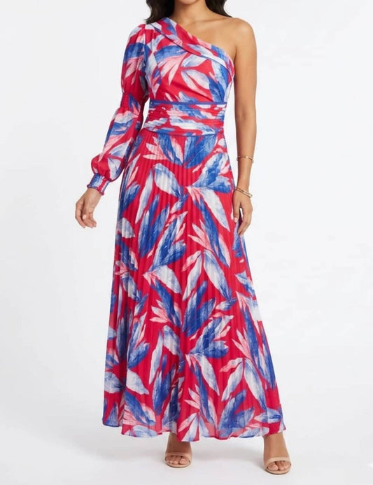 Pleated One-shoulder Maxi Dress