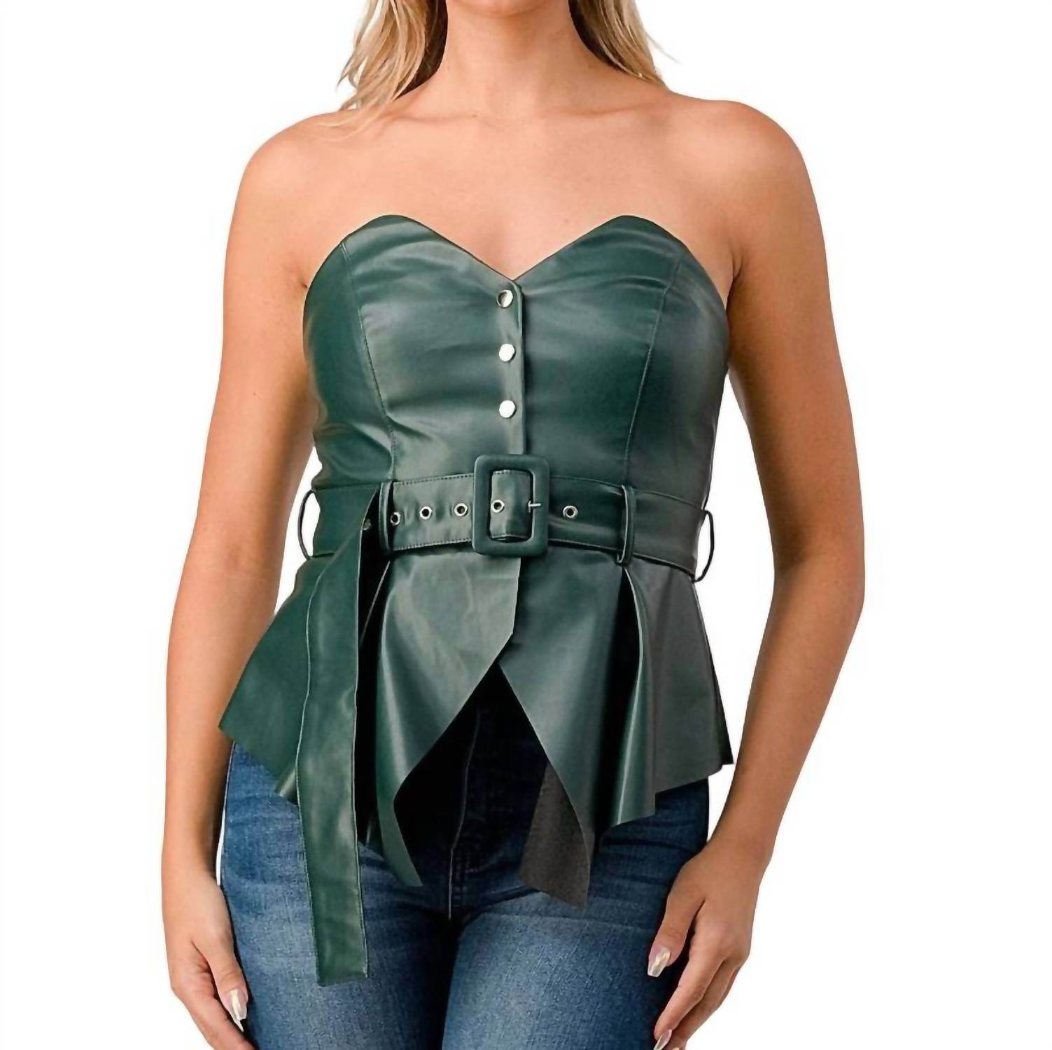 Evenuel - Vegan Leather Peplum Top - Rack Hunt