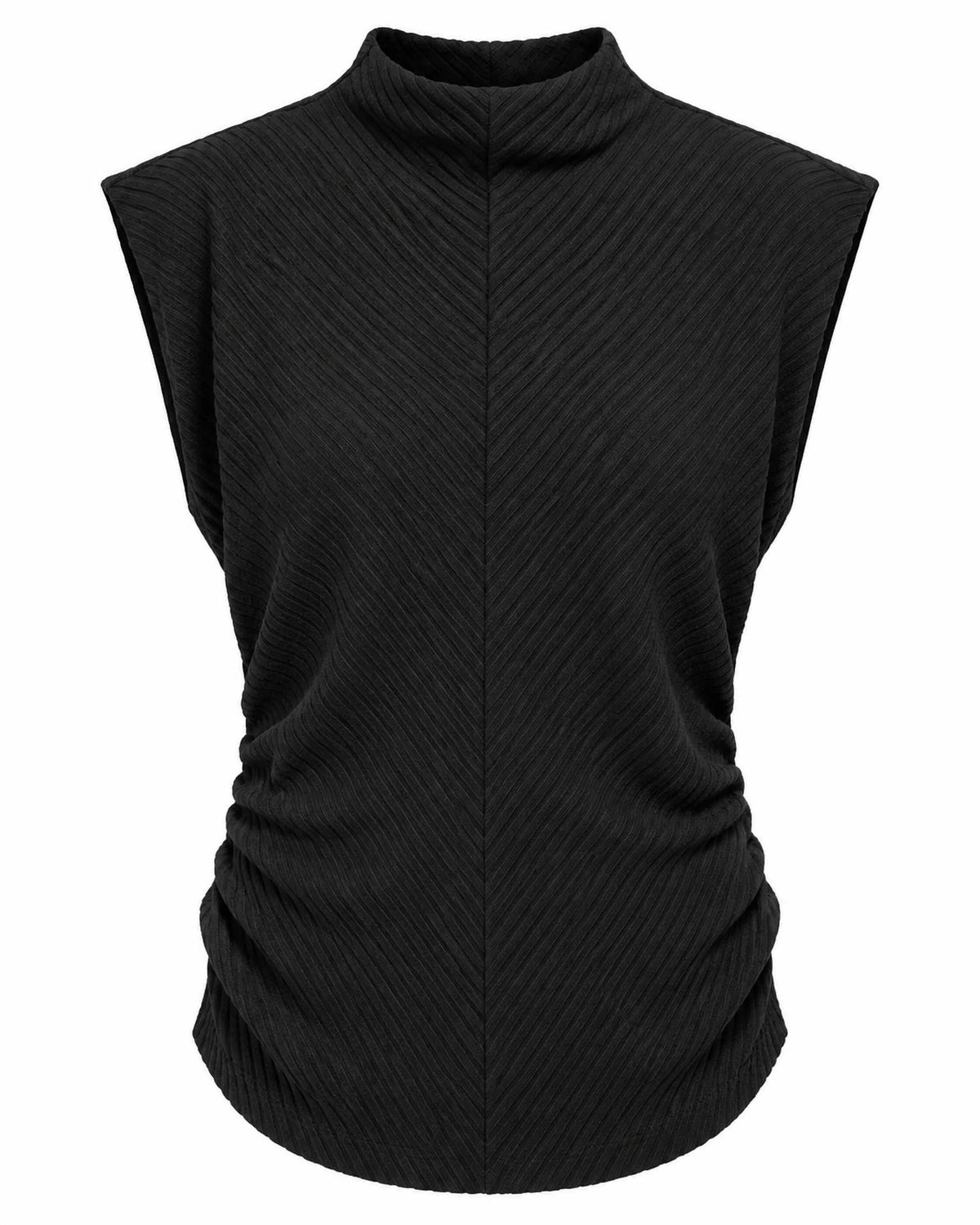 Funnel Neck Side Ruched Top