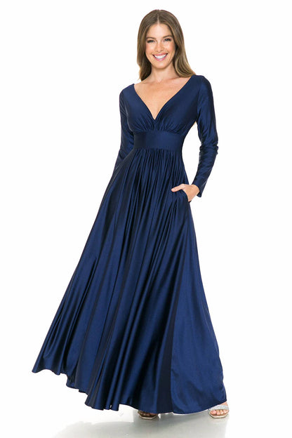 Stretchy Long Sleeve Mother Of The Bride Formal Gown