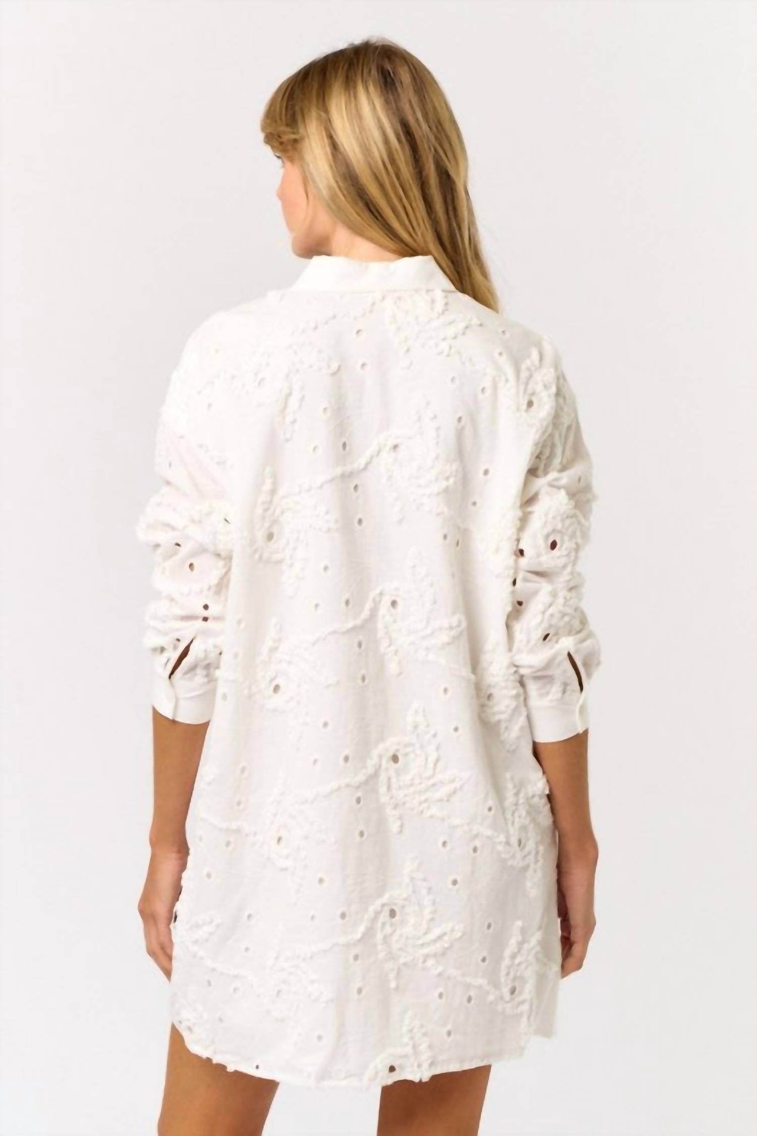 Camellia - Textured Button Down Shirt Dress - Rack Hunt -