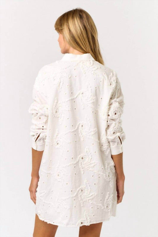 Camellia - Textured Button Down Shirt Dress - Rack Hunt -