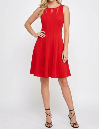 Illusion Mesh Fit And Flare Party Dress