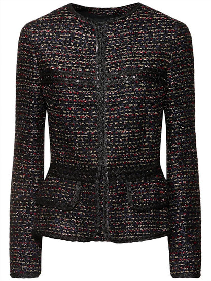 Collarless Boucle Jacket