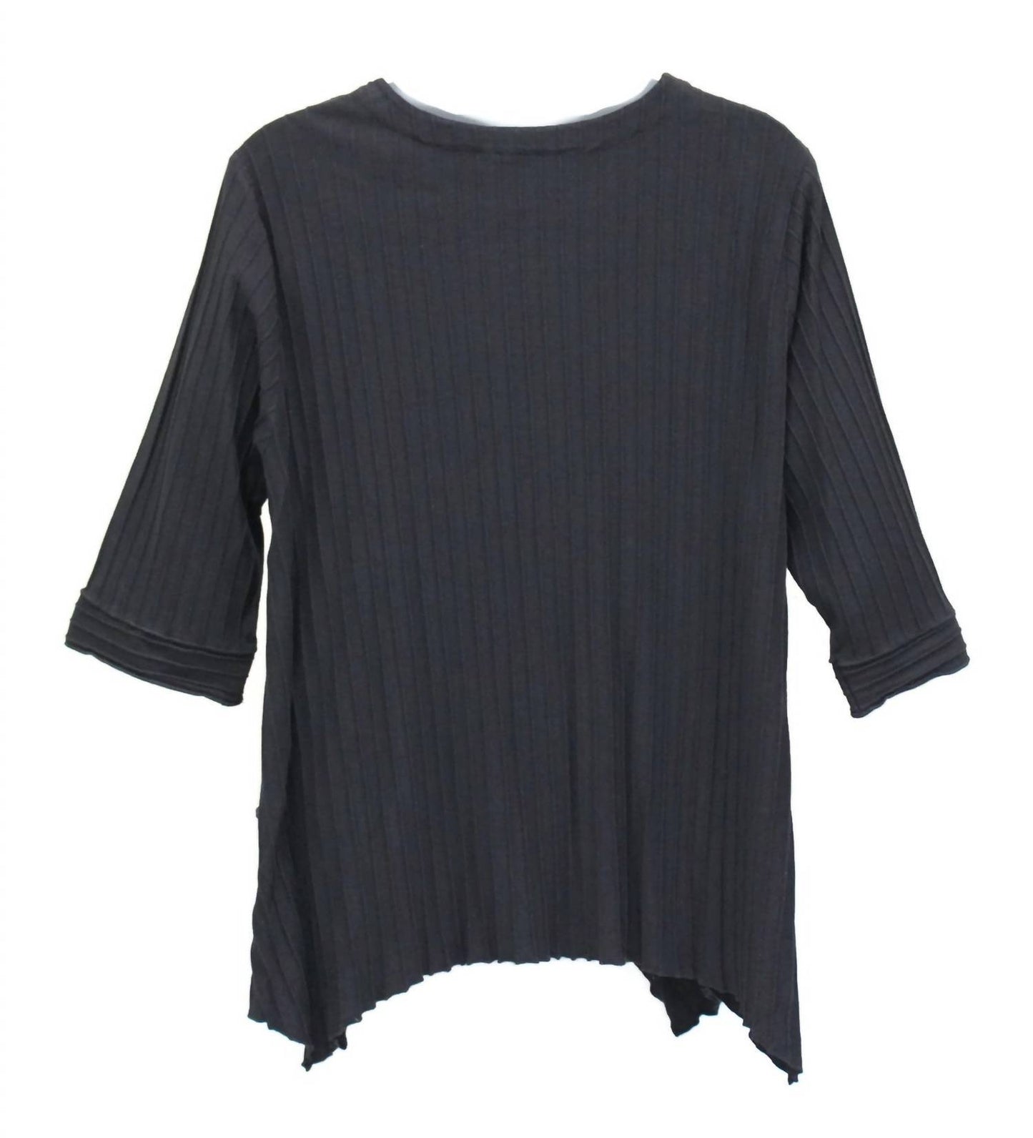 Asymmetrical Textured Rib Knit Cotton Top