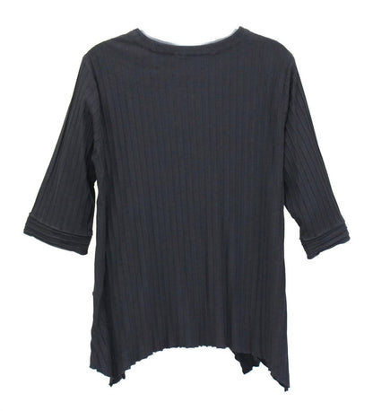 Asymmetrical Textured Rib Knit Cotton Top