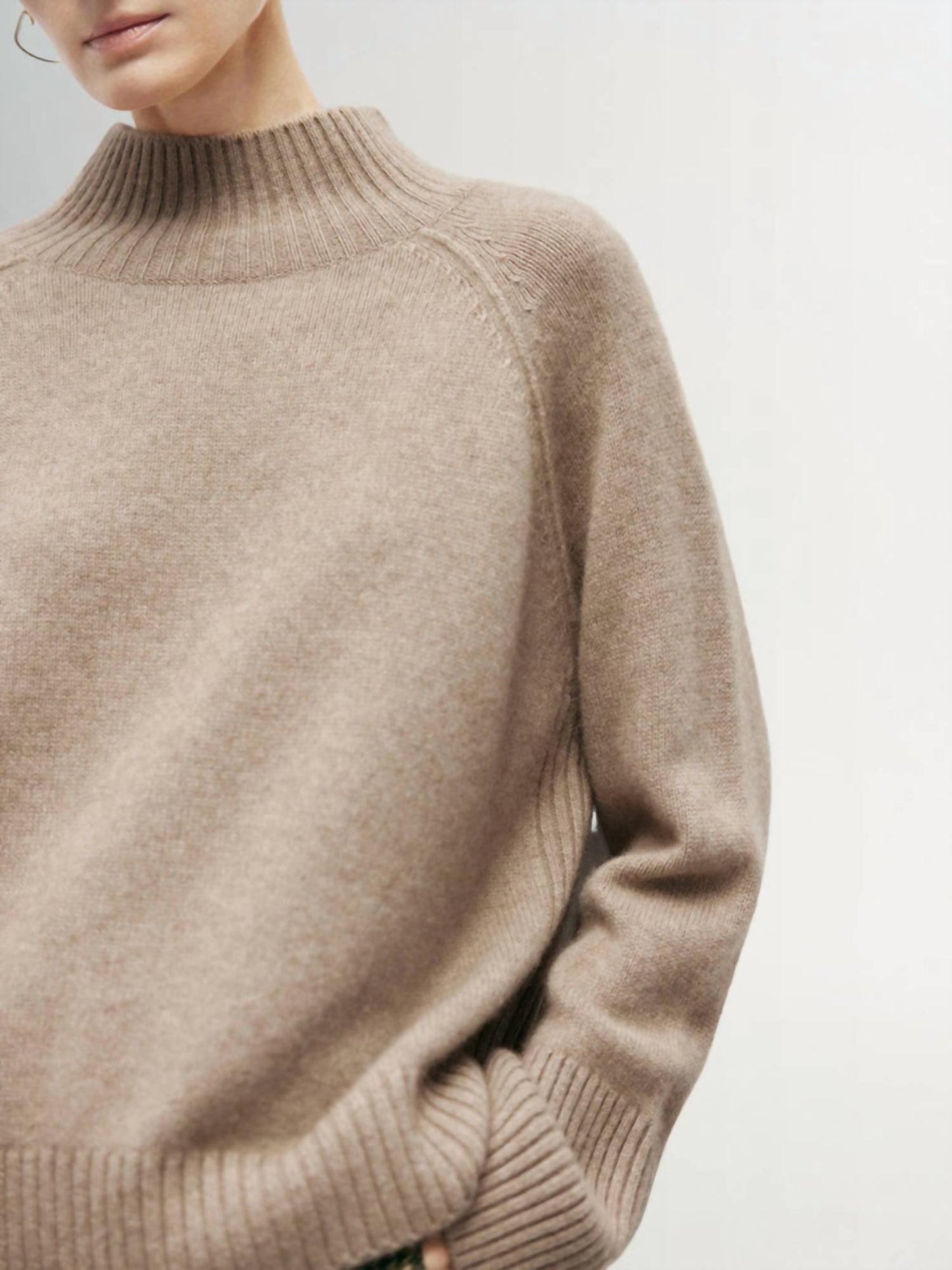 Mock Neck Loose Fit Cashmere Sweater