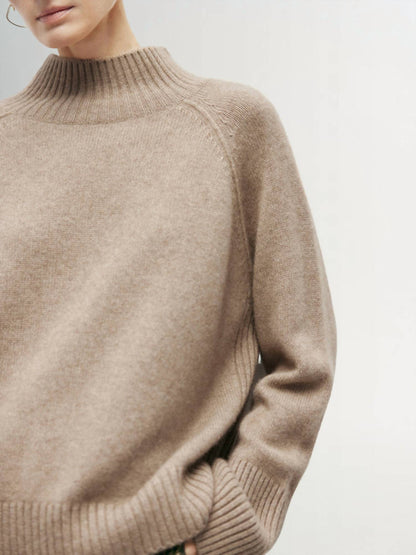 Mock Neck Loose Fit Cashmere Sweater