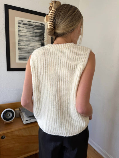 Canelle Wool Knit Buttoned Vest Top