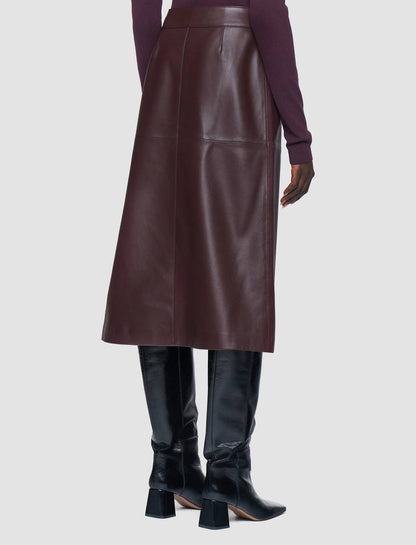 Sèvres Nappa Leather Midi Skirt