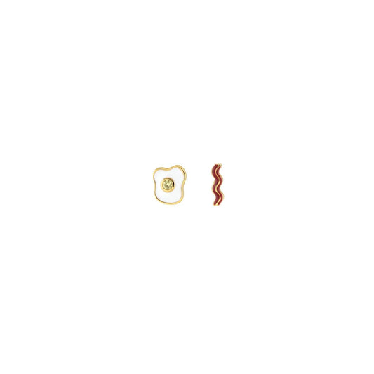 Women's Bacon And Egg Enamel Stud Earrings