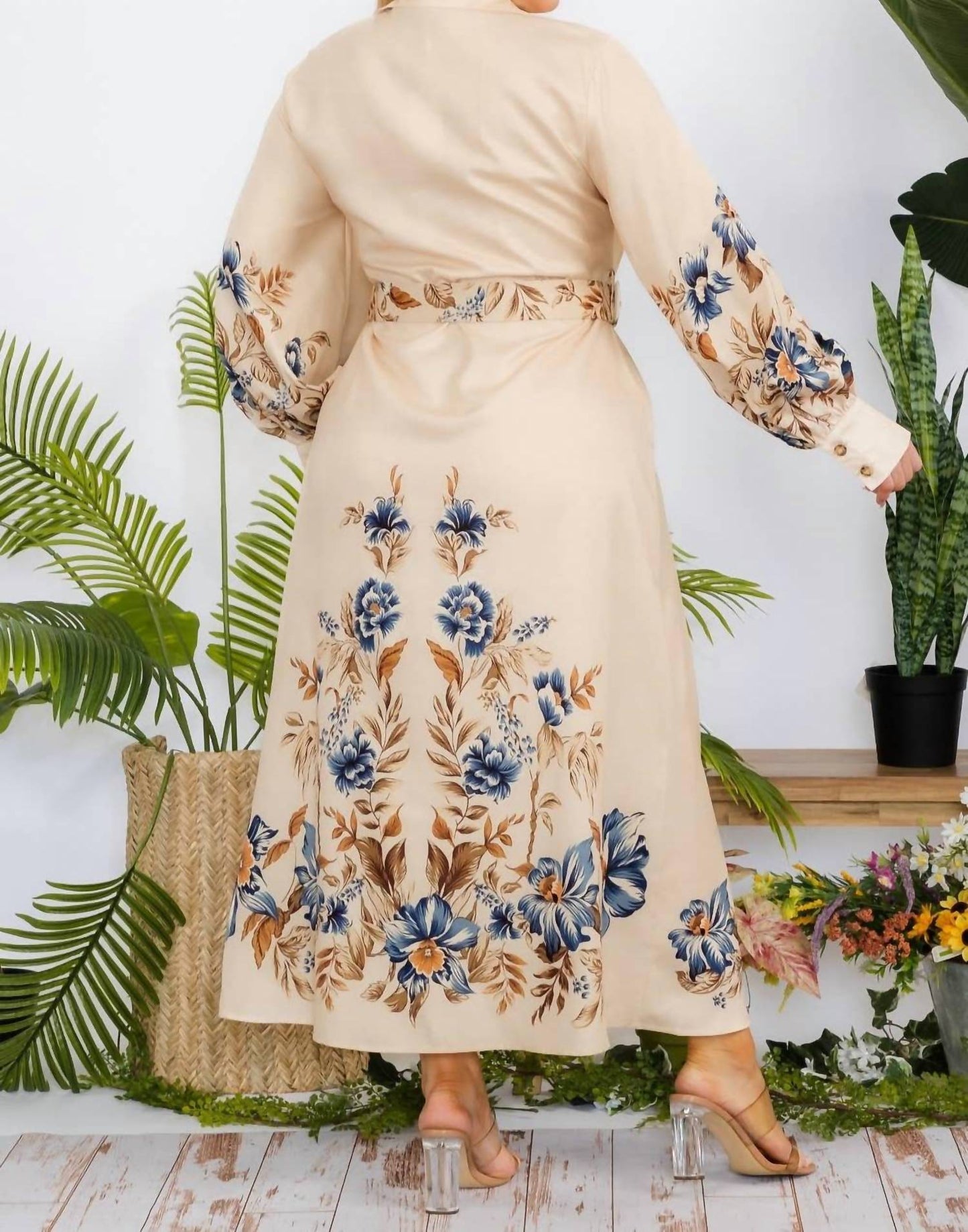 Flower Detail Maxi Dress - Plus Size