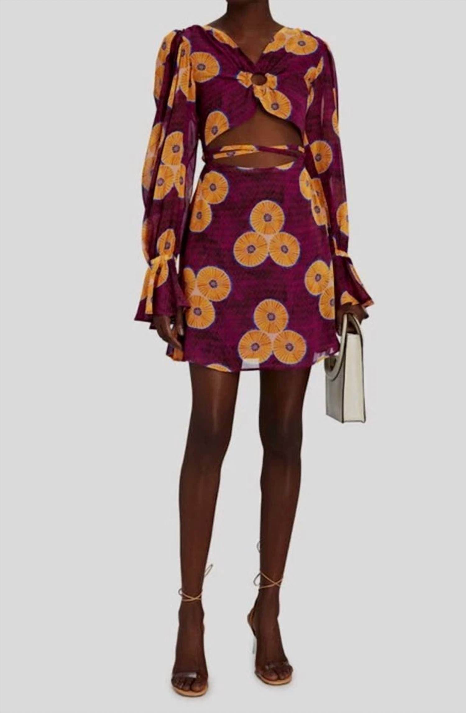 Autumn Adeigbo - Amelie Printed Cut-out Mini A-line Dress - Rack Hunt -