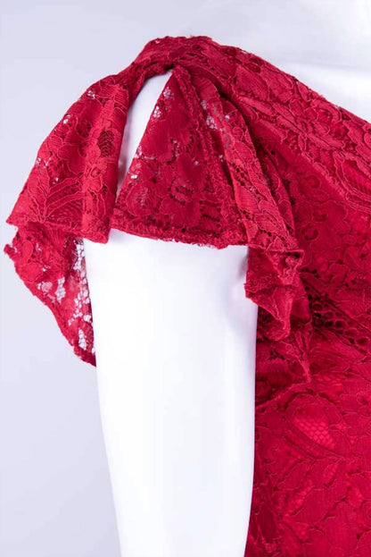 V-neck Lace Midi Dress