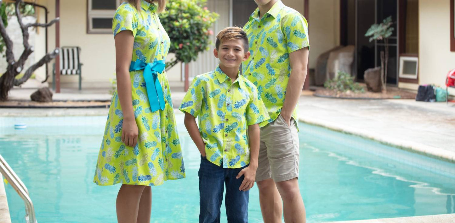 Boys Pineapples S/s "kalani" Aloha Shirt