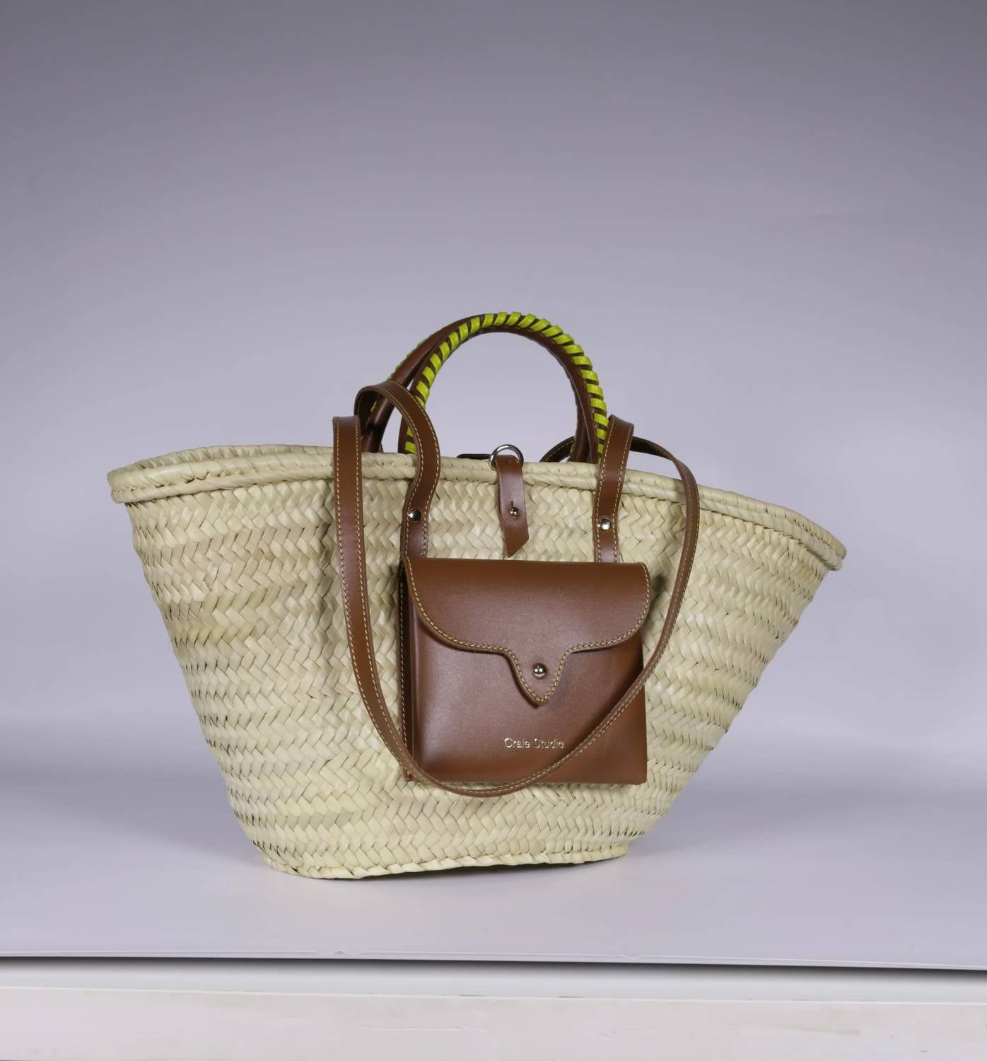 Women's Hand-braided Palm Basket Bag