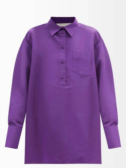 Valentino - Oversized Silk Faille Shirt Dress - Rack Hunt