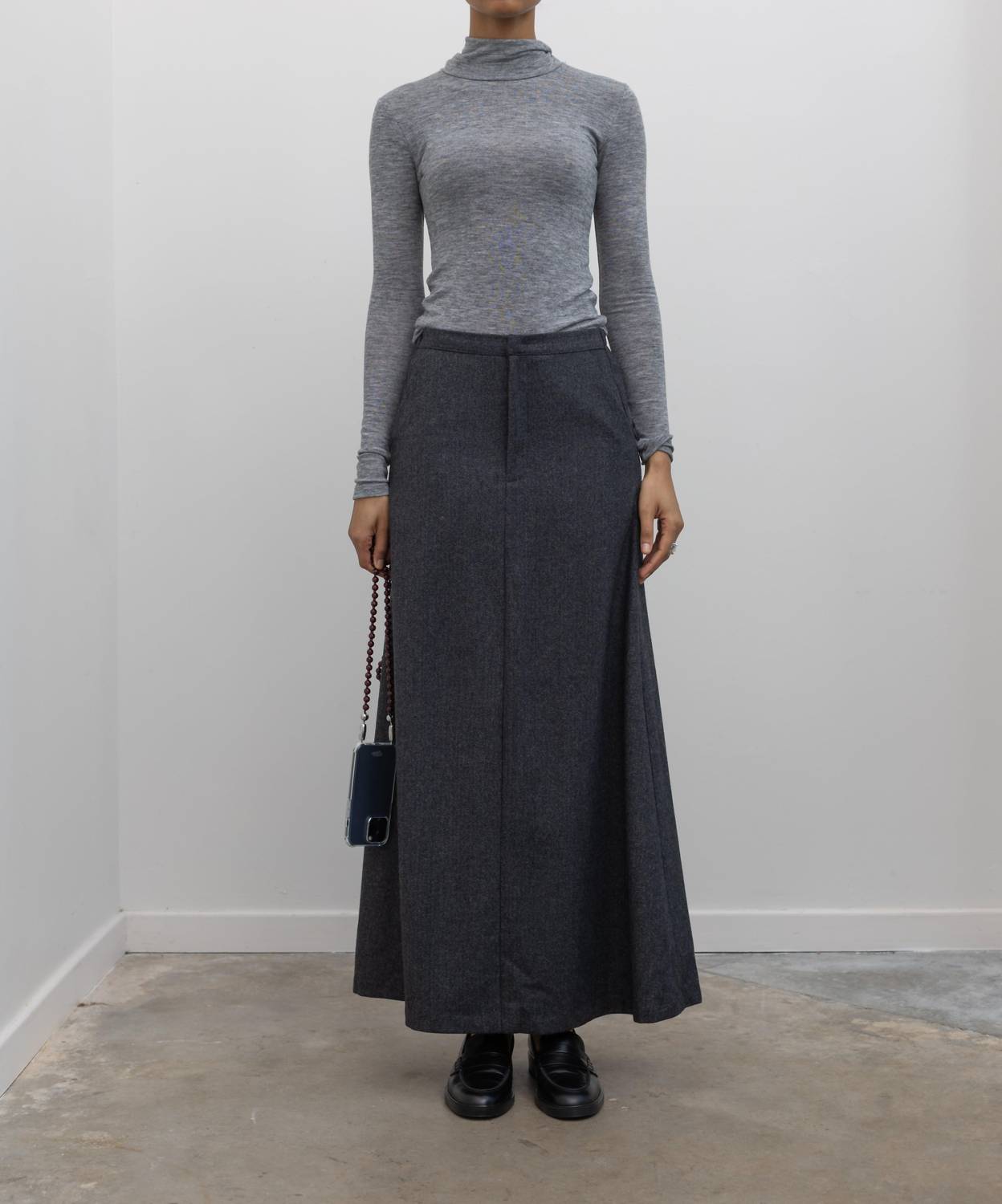 Herringbone Tailored Maxi Skirt