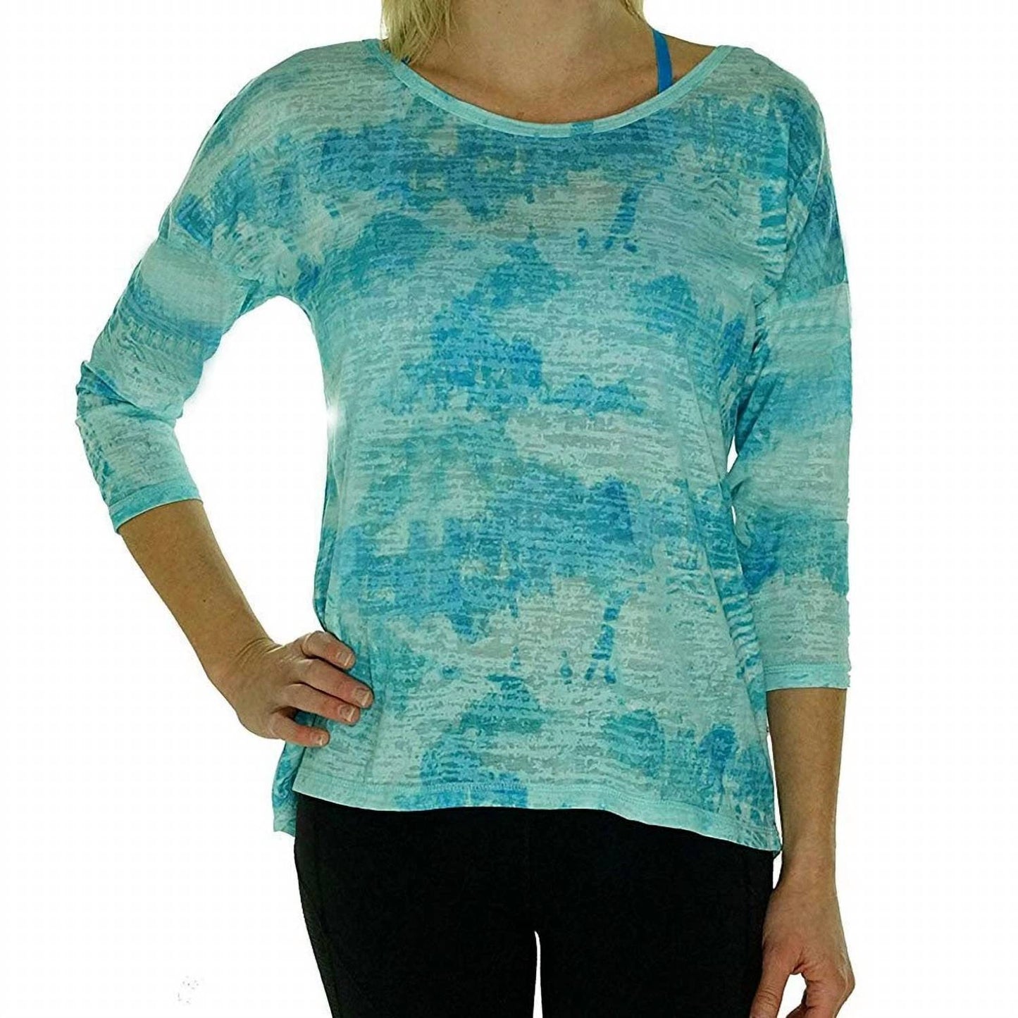 Three Quarter Sleeve Burnout Cutout Back Tee