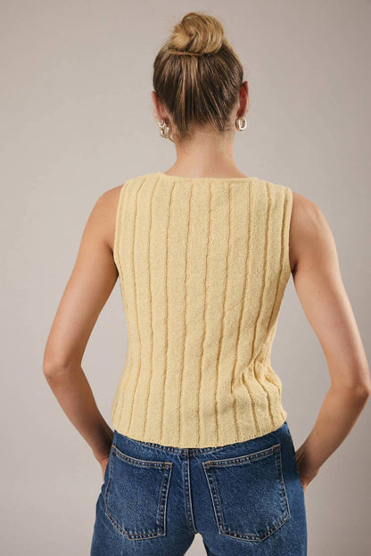 Boat Neck Sleeveless Knit Top