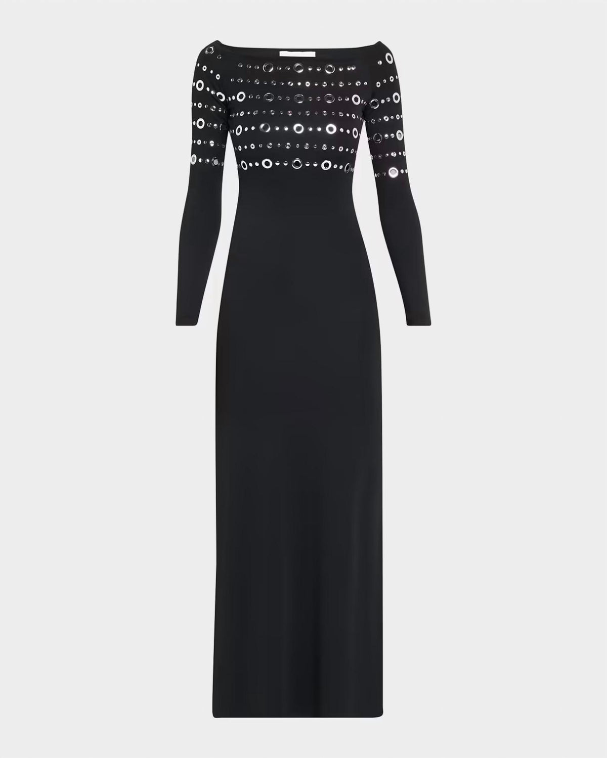 Grommet Off-the-shoulder Long-sleeve Maxi Dress