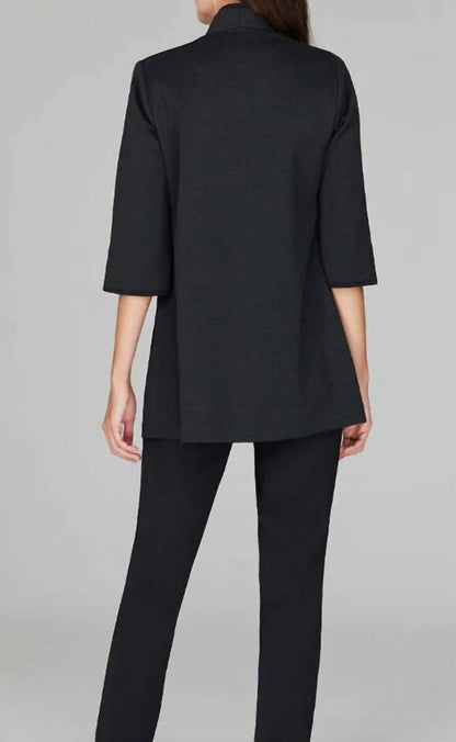 Pique High Neck Jacket with Bias Trim