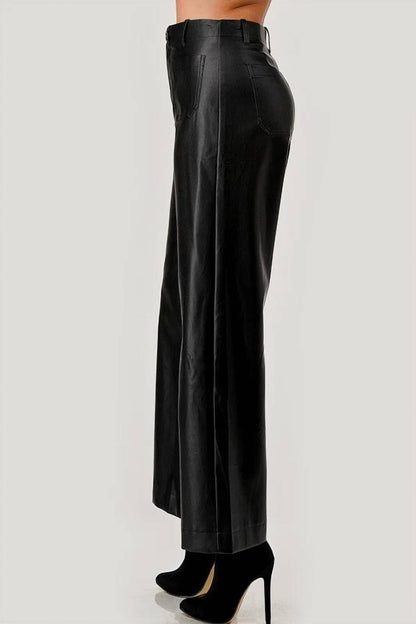 Piper Faux Leather Wide Leg Pants