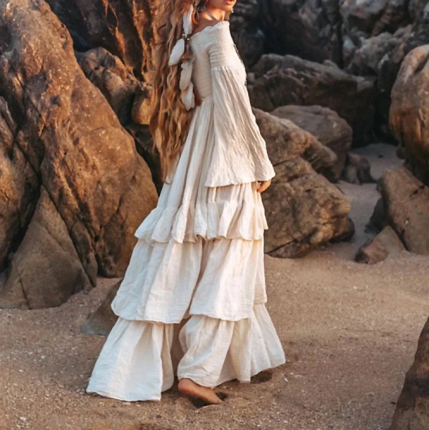 Zinnia Pearl - Women's Sexy Shoulders Maxi Dress - Rack Hunt