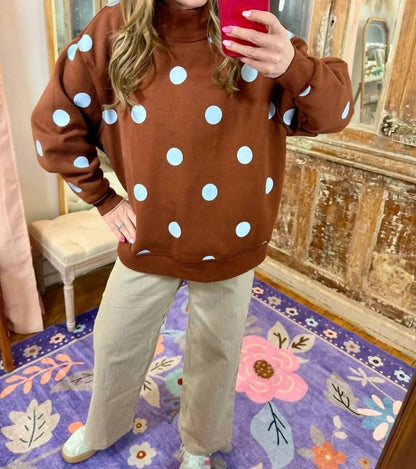 Good Day Polka Dot Reversible Mock Neck Sweatshirt