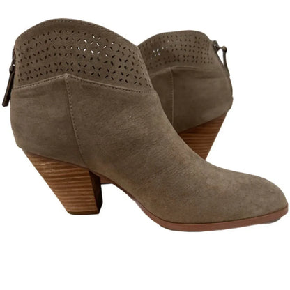 Violet & Red - Women's Lazer Cut Topline Boho Chic Heeled Bootie - Rack Hunt