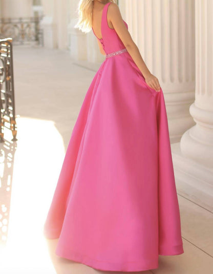 Sleeveless Beaded Waist Gown