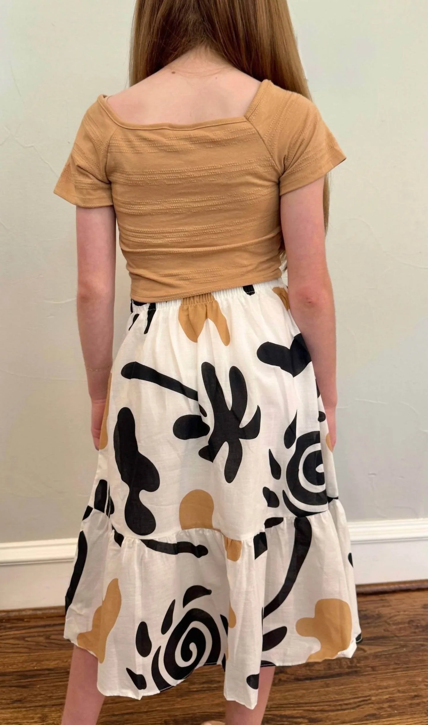 Nanai - Girl's Chic Boxy Tee & Printed Skirt Set - Rack Hunt