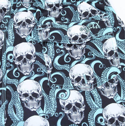 Kraken Skulls Print Swim Trunks