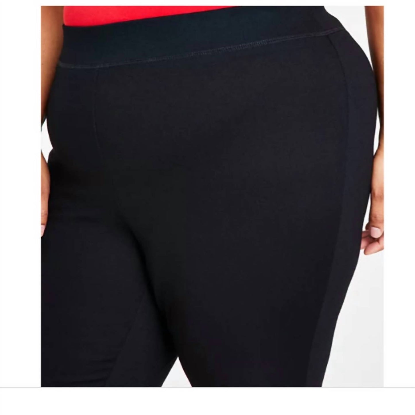 Plus Size Skinny Leg Pull-On Mid Rise Basic Black Ponte Pants