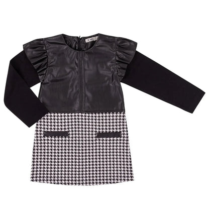 EMC - Girl's Eco Leather And Houndstooth Dress - Rack Hunt